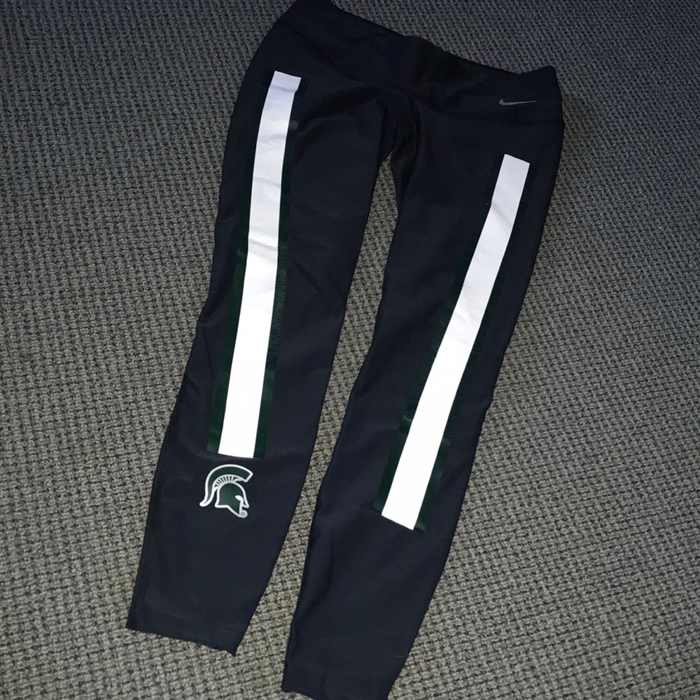 Nike Black Leggings Michigan State Spartans Logo